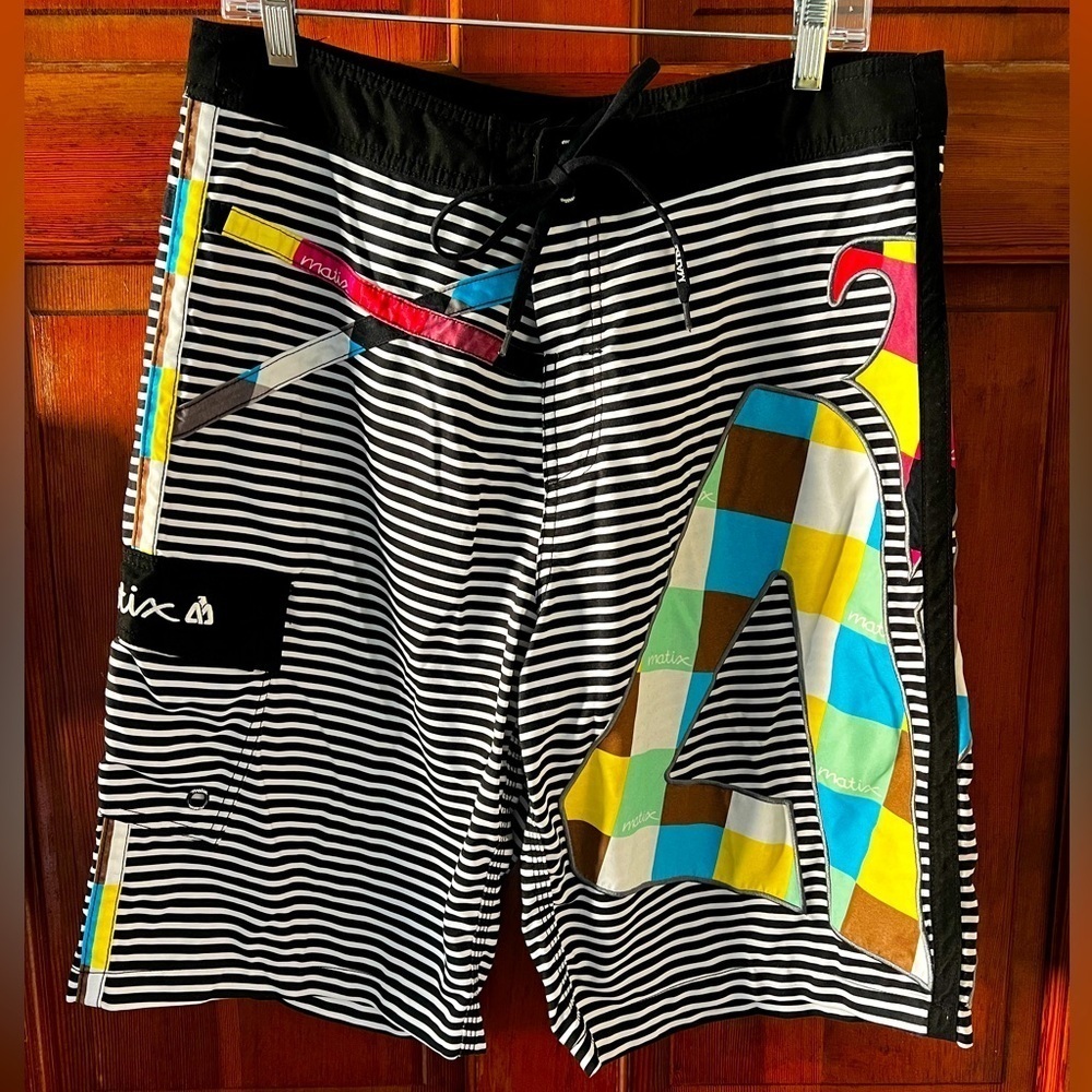 Matix Gabe Kling Signature Boardshorts Stripe Surf Skate Swim Trunks Men’s Large